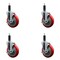 Service Caster 5'' Red Poly Swivel 1'' Expanding Stem Caster Set with Brake, 4PK SCC-EX20S514-PPUB-RED-TLB-1-4 - alternate 1